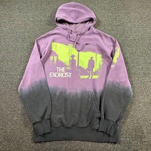 The Exorcist Movie Pullover Hoodie Men's L Purple Black Dip Dye Classic Horror